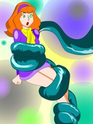 clothed coils daphne_blake dress female_only femsub hair_band kaa_eyes open_mouth scooby-doo_(series) solo tentacles umnexus