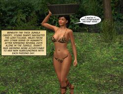 3d aged_up bikini black_hair brown_eyes comic dark_skin dead_source disney jungle outdoors ponytail presidus sandals scrunchie shanti text the_jungle_book