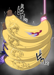  acheron_(honkai_star_rail) banana black_swan_(honkai_star_rail) blush daikyo96 eye_roll femdom femsub hat honkai_star_rail jade_(honkai_star_rail) kafka_(honkai_star_rail) lipstick open_mouth transformation witch_hat 