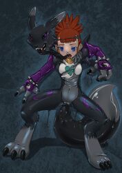  body_control corruption digimon empty_eyes female_only femsub furry gloves kandlin latex opera_gloves possession renamon rika_nonaka slime sweat symbiote tentacle_in_mouth tentacles transformation 