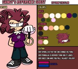  clothed evil_smile female_only femdom frantheflan furry gloves hedgehog_girl hypnotic_accessory jeans looking_at_viewer original pendulum reference_sheet shoes smile solo sonic_the_hedgehog_(series) standing swingy_(frantheflan) t-shirt 