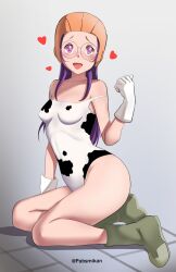  blush boots digimon female_only femsub glasses gloves heart long_hair manip master226_(manipper) pabsmikan purple_hair simple_background solo spiral_eyes swimsuit symbol_in_eyes yolei_inoue 