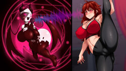  ahoge ass blush breasts cleavage demon_girl erect_nipples female_only femdom femsub friday_night_funkin&#039; girlfriend_(friday_night_funkin&#039;) glowing glowing_eyes happy_trance horns huge_breasts hypnotic_audio hypnotic_music hypnotic_voice jmg large_breasts large_hips long_hair manip misterman4_(manipper) monster_girl multicolored_hair netorare sarvente_(friday_night_funkin&#039;) singing spiral_eyes spread_legs standing_split suirano symbol_in_eyes tagme thick_thighs yoga 