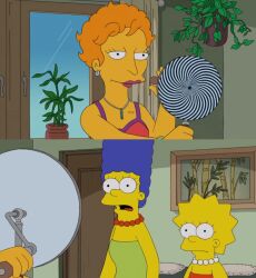  consensual empty_eyes femdom femsub hypnotic_spiral lisa_simpson marge_simpson mother_and_daughter screenshot the_simpsons therapist wendy_sage western yellow_skin 