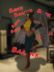 3d chicken_pose dc_comics femsub hawkgirl justice_league_(series) pet_play saltygauntlet super_hero wings