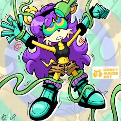 femsub honeymakesart kaa_eyes mina_mongoose purple_hair restrained simple_background sonic_the_hedgehog_(series) spiral_background tentacles
