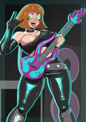 boots choker cm_artist danny_phantom_(series) ember_mclain erect_nipples eye_color_change ghost ghost_girl green_eyes guitar maddeline_fenton makeup midriff milf nickelodeon opera_gloves orange_hair possession tight_clothing tongue_out