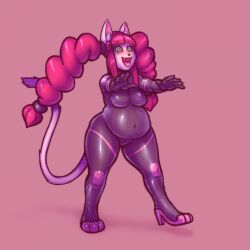bbw bodysuit cat_girl chomba_(hypnofood) chubby fat female_only femsub furry happy_trance kaa_eyes long_hair namelessenemy open_mouth original pink_hair solo tongue tongue_out twintails zombie_walk