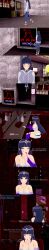  absurdres altered_common_sense black_eyes black_hair blush closed_eyes clothed dialogue embarrassed english_text eye_color_change femsub hinata_hyuuga long_hair makeup naruto_(series) purple_eyes stripper sugus text 