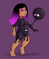  androgynous androgynous_dom barefoot black_hair discolored_nipples drool feet female_only femsub glowing glowing_eyes kuromaru lactation latex m.u.g.e.n. mr.h multicolored_hair original parasite pink_eyes pink_hair pregnant rubber sketch transformation 