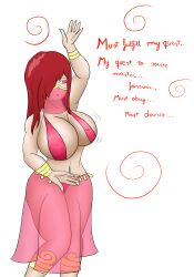 breasts dancer dancing erza_scarlet fairy_tail femsub harem harem_outfit onorgasmic red_eyes red_hair tagme text