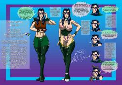 absurdres black_hair body_markings bottomless breasts clothed_exposure collar comic dialogue elf elf_ears fellatio femsub garter_belt garter_straps glasses huge_breasts inverted_nipples magic maledom open_mouth penis targetmaster text thighhighs tongue tongue_out topless