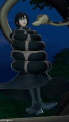  3d black_eyes black_hair boots coat coils crossover disney eh femsub hanging_down happy_trance jungle kaa kaa_eyes kingdom_hearts maledom night ring_eyes short_hair smile snake the_jungle_book trees xion_(kingdom_hearts) yellow_sclera 