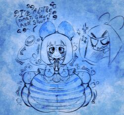 age_regression angry aware corruption dialogue diaper dollification hair_ornament happy_trance panty_and_stocking_with_garterbelt plushification scat stocking text wgarlic23