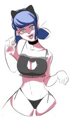  bell bell_collar black_hair blue_eyes bluebaboo cat_ears cat_lingerie choker collar collarbone drool female_only femsub happy_trance lingerie marinette_dupain-cheng miraculous_ladybug pet_play smile solo spiral_eyes symbol_in_eyes twintails underwear 