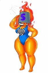 adventure_time ai_art bucket_helmet flame_princess spongebob_squarepants_(series) tech_control