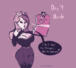 bimbofication brain_drain female_only horns inkyfluffsdraws original thighhighs unaware