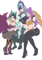  age_difference age_regression ahri_(league_of_legends) black_hair black_sclera blonde_hair breasts cleavage clothed control_indicator crossed_legs crown earpiece femsub green_eyes grey_hair grimmdreamer hair_covering_one_eye hand_on_head harem high_heels kai'sa_(league_of_legends) kiddom kitsune_girl large_breasts league_of_legends maledom midriff multicolored_hair multiple_girls multiple_subs multiple_tails navel purple_hair ruination short_hair shota sitting syndra_(league_of_legends) tagme yellow_eyes 
