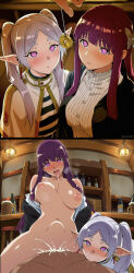  ai_art drool elf elf_ears fern_(frieren:_beyond_journey's_end) frieren frieren:_beyond_journey's_end pendulum pink_eyes sex spiral_eyes tongue_out 