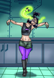  aura black_hair breasts clothed danny_phantom_(series) eldealla femsub ghost maledom midriff navel nickelodeon sam_manson shoes short_hair spiral_eyes tongue tongue_out 