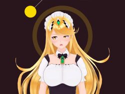  3d animated animated_gif blonde_hair dazed female_only femsub hair_ornament heavy_eyelids koikatsu! long_hair lunastra maid maid_headdress mythra_(xenoblade) nintendo xenoblade_chronicles xenoblade_chronicles_2 yellow_eyes 