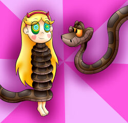 barefoot blonde_hair coils disney femsub happy_trance heart jerrydestrtoyer kaa kaa_eyes simple_background smile snake star_butterfly star_vs_the_forces_of_evil the_jungle_book