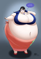  bbw black_hair breasts crystal fat female_only femsub glowing glowing_eyes huge_breasts huge_hips hypnotic_accessory inflation long_hair lordaltros midriff necklace nico_robin one_piece ssbbw text weight_gain 