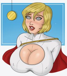  animated animated_gif blonde_hair breasts cleavage cleavage_cutout dazed dc_comics drool female_only femsub huge_breasts open_mouth pendulum polmanning power_girl short_hair spiral_eyes super_hero superman_(series) symbol_in_eyes western 