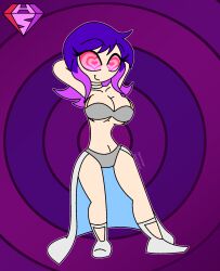  arms_above_head bisexual choker cleavage collarbone dancer dancing eyebrows_visible_through_hair eyelashes femsub happy_trance harem_outfit heart_eyes hypnoscream large_breasts midriff multicolored_hair navel pride_colors ramona_flowers scars scott_pilgrim_(series) simple_background solo story thighs transgender_identity wholesome wide_hips 