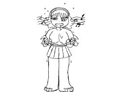 alice_(needleman) drool empty_eyes female_only femsub huge_breasts hypnotic_music music needleman open_clothes open_shirt original short_hair skirt