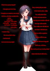 black_hair caption caption_only female_only femdom looking_at_viewer love manip ookido_kava pink_eyes pov pov_sub ribbon school_uniform skirt smile t323_(manipper) text yandere