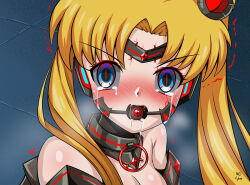  angry art_challenge ball_gag bare_shoulders blue_eyes blush bondage breath cleavage collar cyber gag headband headphones looking_at_viewer meme multicolored_eyes neuroization opera_gloves sailor_moon sailor_moon_(series) tears tech_control trembling twintails unhappy_trance 