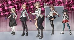  black_hair brown_hair character_request copyright_request female_only femsub long_hair mythkaz school_uniform short_hair tagme the_caligula_effect 