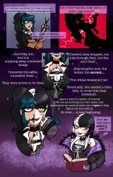 before_and_after black_hair blue_eyes blue_hair blue_lipstick book comic fangs female_only femsub goth gothification iris_(spidersvice) sharp_teeth shiori_novella spidersvice text transformation white_hair yellow_eyes