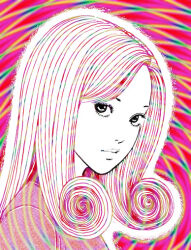 accidental_hypnosis edensnake_(manipper) female_only femdom hypnotic_hair junji_ito kirie_goshima long_hair looking_at_viewer manip multicolored_hair pov pov_sub rainbow_hair solo spiral uzumaki