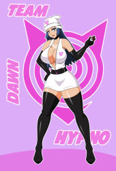 blue_hair dawn dlobo777 empty_eyes femsub happy_trance large_breasts long_hair pokeball pokemon team_hypno