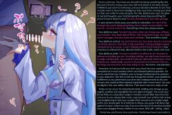  age_difference blue_hair blush cell_phone censored confused cum cum_in_mouth drool fellatio femsub hair_ornament hypnotic_app indifferent lize_helesta long_hair maledom manip melusinia_(manipper) nijisanji nutahi oral penis phone ring_eyes tech_control text unaware virtual_youtuber white_hair 