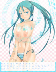 blue_hair breasts femdom huge_breasts hypnotic_audio hypnotic_music looking_at_viewer manip miku_hatsune panties pov pov_sub spiral text topless underwear very_long_hair vocaloid