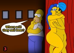  alezgamerxd bottomless breast_grab breasts cosplay femsub groping happy_trance heterosexual homer_simpson jessica_rabbit long_hair marge_simpson netorare nude remote_control text the_simpsons topless who_framed_roger_rabbit yellow_skin 