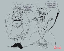  altered_perception before_and_after collar dog_ears dog_pose femsub goddess leash original pet_play sketch text unaware 