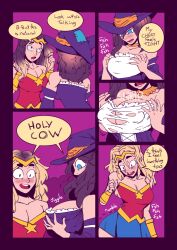  bimbofication bimbophi breast_expansion comic costume dialogue femsub halloween text torn_clothes transformation 