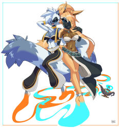  anklet bare_legs barefoot belt black_sclera blonde_hair blue_eyes border bracelet breasts cleavage collar earrings eyeshadow female_only femsub furry genie geniefication gloves hair_covering_one_eye harem_outfit hornedram large_breasts lemur_girl long_hair magic makeup manip midriff multiple_girls multiple_subs navel necklace open_mouth opera_gloves pants ponytail see-through short_hair signature simple_background smile sonic_the_hedgehog_(series) spiralwash_eyes story tangle_the_lemur veil whisper_the_wolf white_background white_hair white_skin wolf_girl yuri 