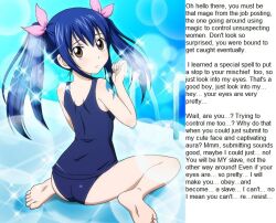  barefoot caption caption_only dueling_hypnotists fairy_tail femdom femsub hiro_mashima hypnoslave1095_(manipper) looking_at_viewer looking_back magic manip one-piece_swimsuit school_swimsuit screenshot swimsuit text wendy_marvell 