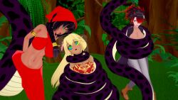 clothed coils female_only femdom femsub kaa_eyes kathrine_darkhollow koikatsu! mrkoiru naga_girl original resisting restrained samirah_(pieman754) thala_(frostnova5) 