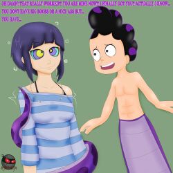  black_hair femsub happy_trance hypno_ninja kaa_eyes kyoka_jiro maledom minoru_mineta my_hero_academia purple_hair short_hair snake_boy text 