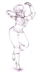 cleavage cleavage_cutout dancer dancing dazed gemna_(mezz+pokemongirl) happy_trance harem_outfit justsketchingviolets original short_hair