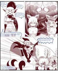 before_and_after bottomless cat_ears convenient_censoring elf_ears empty_eyes happy_trance heterochromia hypnotized_hypnotist idpet monochrome no_panties nude reindeer_girl tail transformation