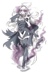  alternate_costume anankos_(fire_emblem) armor aura barefoot breasts cape cleavage collar corrin_(fire_emblem) corruption crystal elf_ears evil_smile feet femsub fire_emblem fire_emblem_fates gloves glowing glowing_eyes hair_band happy_trance horns jewelry large_breasts long_hair maledom monochrome nintendo possession princess red_eyes rikariart royalty sketch smile smoke standing sword thighhighs thighs tiptoes weapon white_background white_hair 