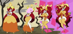 absurdres breast_expansion breasts corruption demon_girl disney evil_smile femsub hekapoo horns large_breasts long_hair lordebonfuze monster_girl red_hair sequence smile solo star_vs_the_forces_of_evil transformation twintails