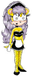 expressionless female_only femsub fishnets furry long_hair maid mina_mongoose mongoose_girl purple_hair sonic_the_hedgehog_(series) spiral_eyes standing standing_at_attention symbol_in_eyes